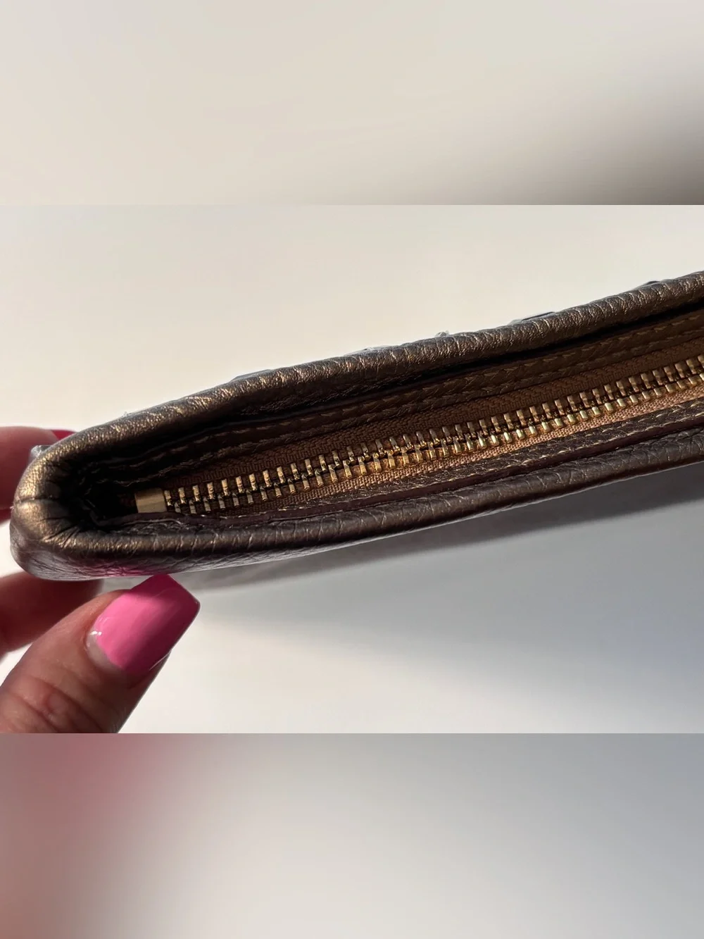 Coach Madison Jeweled Crystal Zip Clutch Wristlet Brown Bronze 26485